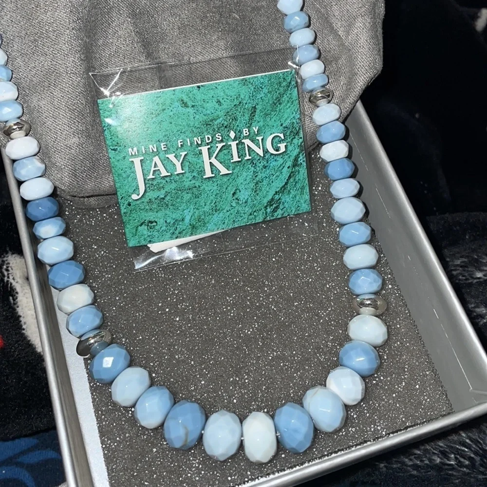 Blue Opal Bead with sterling silver accents Necklace by Jay King - Picture 9 of 13